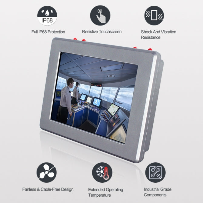 8.4" Panel PC, Fully Enclosed, Submersible Waterproof, 800x600(4:3), Resistive Touch, Celeron