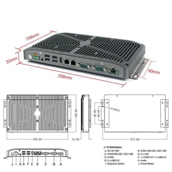 Industrial Fanless PC, 7th Gen Intel Celeron, Low-Profile