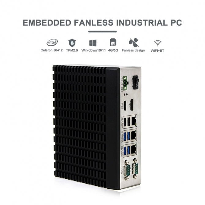 Industrial Fanless PC, Atom X6425E, DIN Rail mount