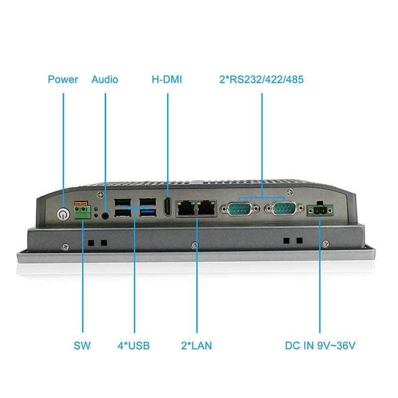 10" Industrial Touchscreen Panel PC, IP65 Waterproof, i5-8265U, Fanless, 1280x800