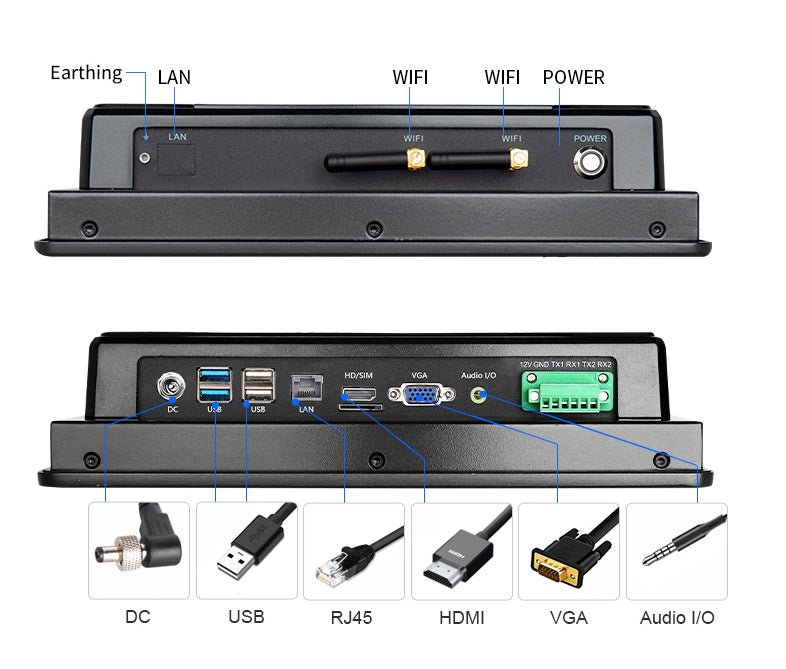 11.6" Industrial all-in-one Panel PC, 1920x1080 (16:9), Intel Celeron J4125