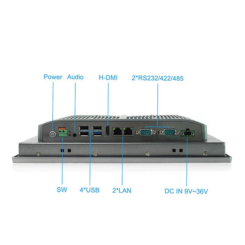 12.1" Industrial Touchscreen Panel PC, IP65 Waterproof, i7-8565U, Fanless, 1280x800