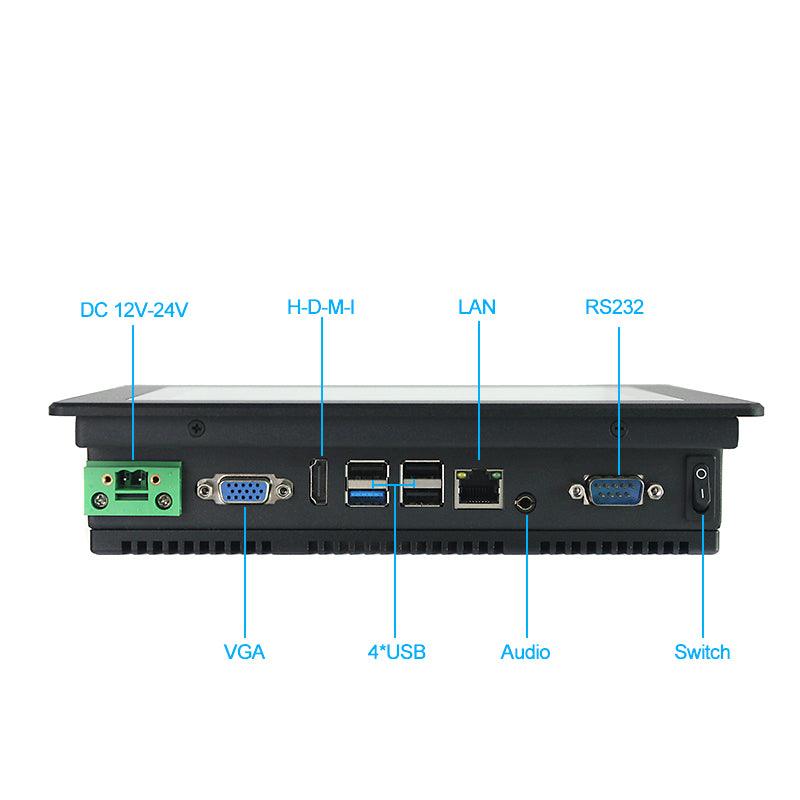 7" Industrial Touchscreen Panel PC, IP65 Waterproof, Celeron J1900, Fanless, 1024x600