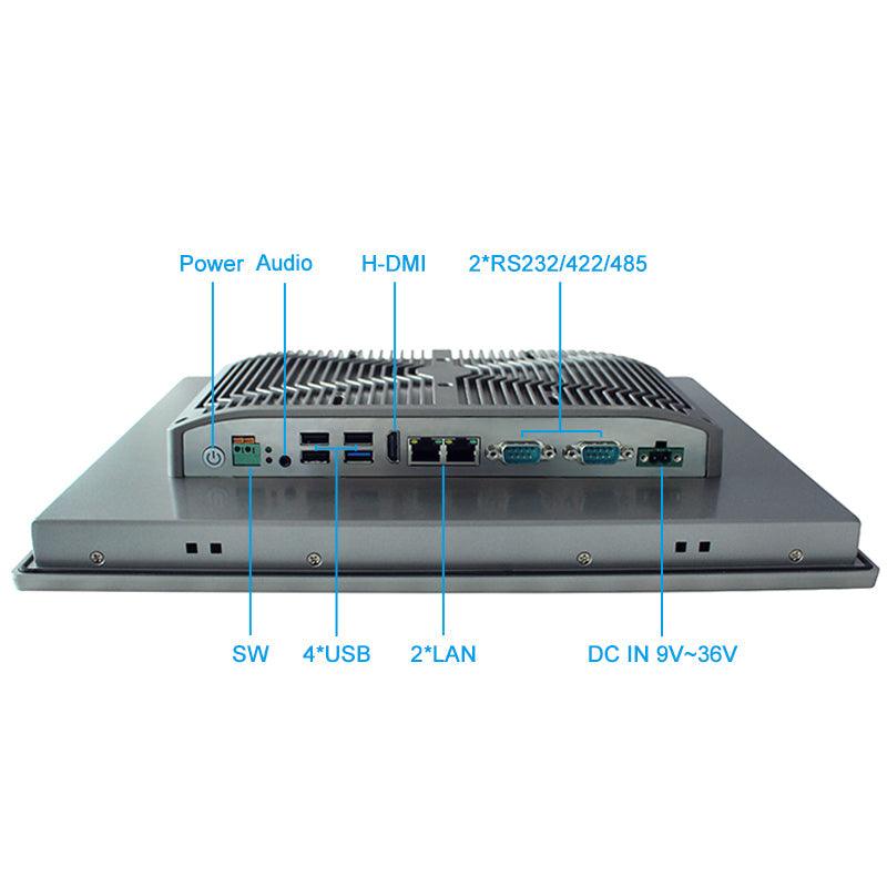 15" Industrial Touchscreen Panel PC, IP65 Waterproof, i3-8145U, Fanless, 1024x768