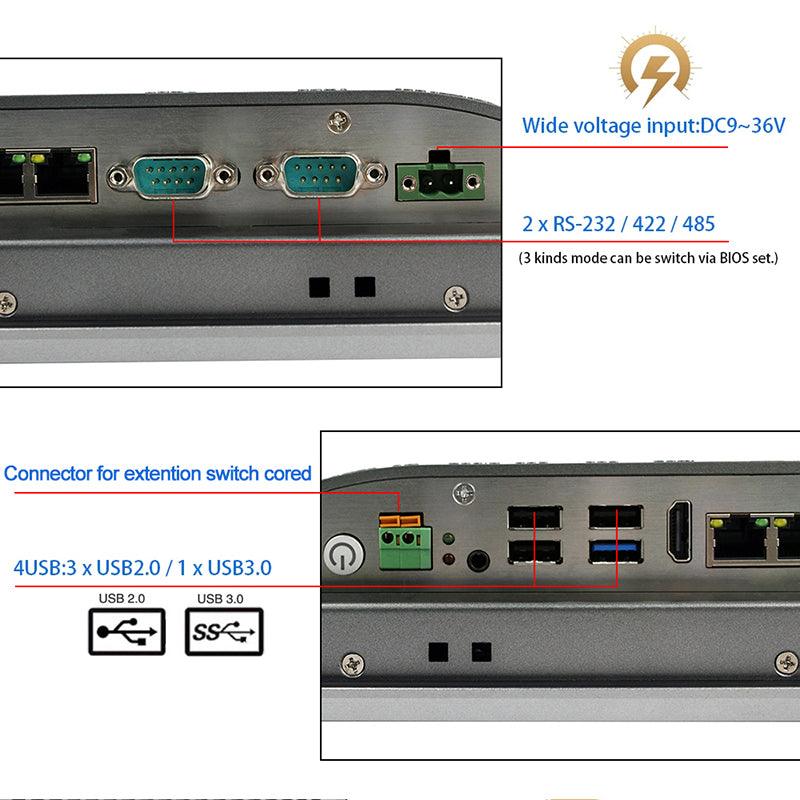 10" Industrial Touchscreen Panel PC, IP65 Waterproof, Celeron-J1900, Fanless, 1280x800