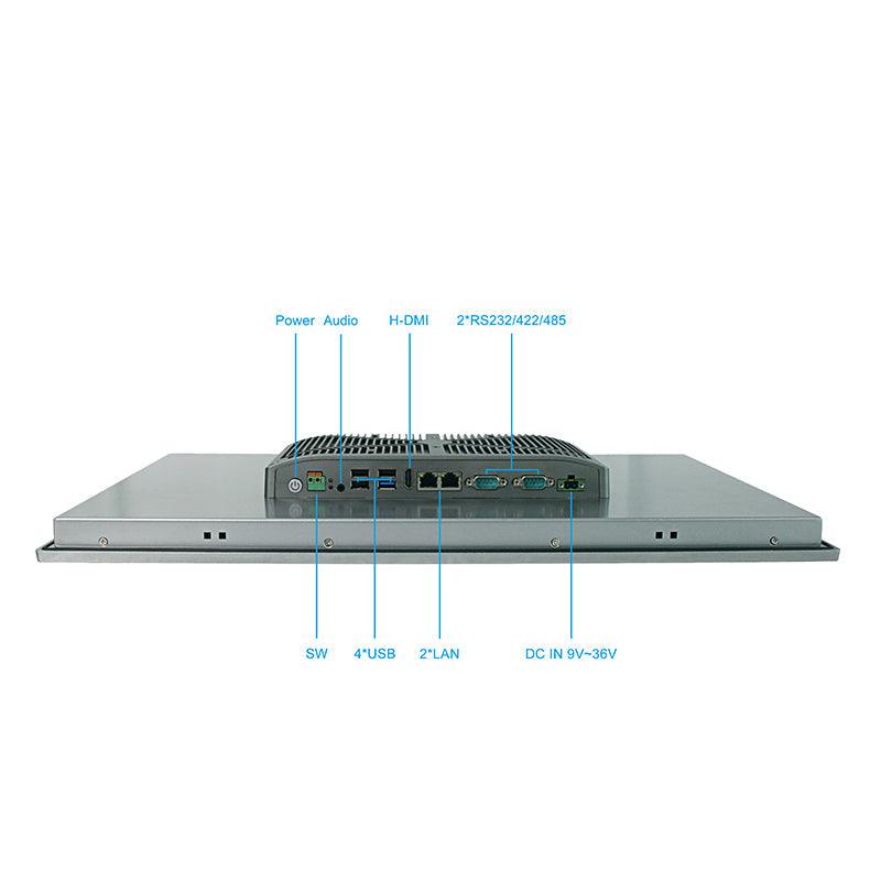 21.5" Industrial Touchscreen Panel PC, IP65 Waterproof, i3-8145U, Fanless, 1920x1080